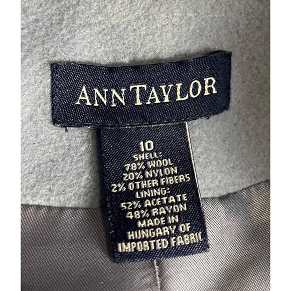 Ann Taylor Womens Light Blue Wool Blend Button-Up Coat Pockets 10 Mid-Length - Picture 3 of 13